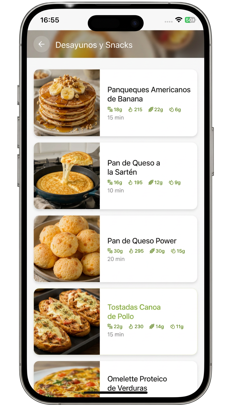 App Fit Protein — Desayunos y Snacks